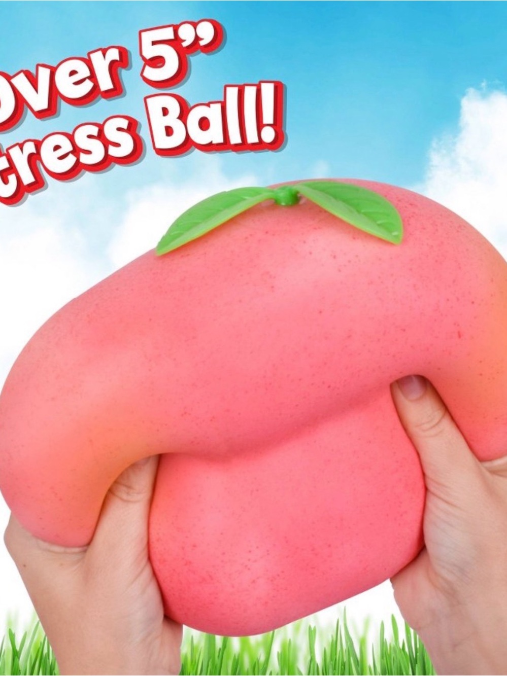 Squeeze Peach Squishy Toy - Pink with Green Leaves by Squeeze - Picture 2 of 2